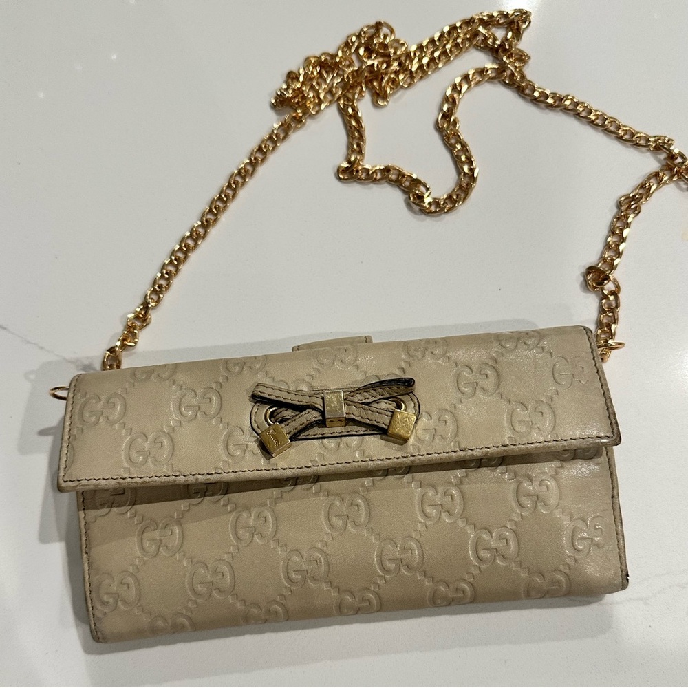 Gucci Guccissima Off White Leather Continental Long‎ Wallet 112715